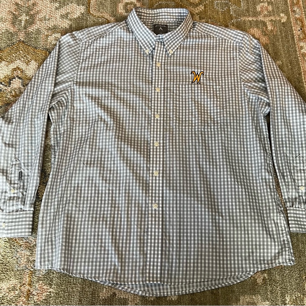Wichita State‎ Shocker Antigua Long Sleeve Shirt Men Size 2XL Color Grey Gingham